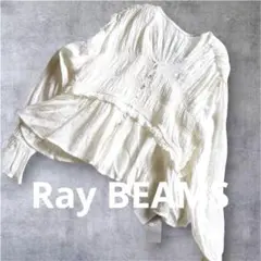 今季Ray BEAMS/26SS/シャーリングペプラムブラウス/白/長袖/フリーのサムネイル