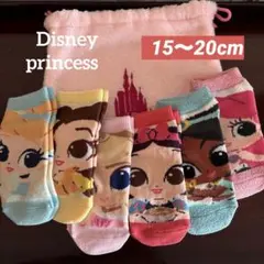 ディズニー　プリンセス　キッズ　ソックス　靴下　6足組　15〜20cm 巾着付き