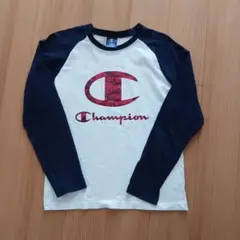 キッズChampion 長袖カットソー 160サイズ ホワイト/ネイビー