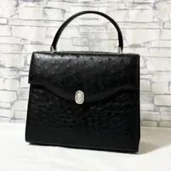 未使用級✨RODANIA ロダニア・オーストリッチレザー ハンドバッグ 黒