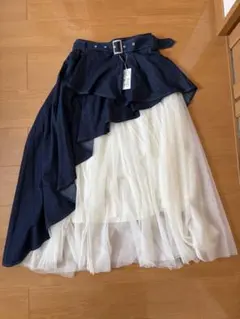 デニムアシンメトリーフレアスカート F