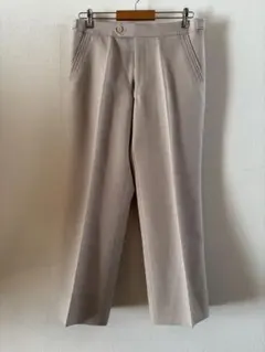 90s 日本製　スラックス ベージュ ポリエステル ワイドストレート W82