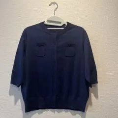 CABaN ファインポリエステル ハーフスリーブポケットカーディガン　ネイビー
