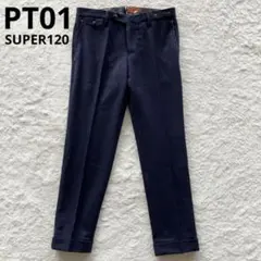 未使用品 PT01 スーパー120 チェック フランネル スラックス ネイビーのサムネイル