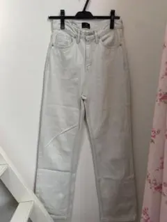 ホワイト ライトブルー　 ストレートデニム