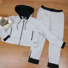 未使用新品アルマーニエクスチェンジスウェットパーカーセットアップグレー黒上下SM