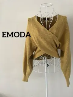 【EMODA】カシュクールニット　クロップド丈 マスタード　高見え　上品Free