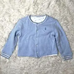 【RALPH LAUREN】リバーシブルカーディガン(80 90)ストライプ水色