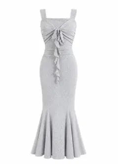 ワンピース yilon FRONT RIBBONMERMAID DRESS BLUEGLAY yilon FRONT RIBBONMERMAID DRESS BLUEGLAY - メルカリ