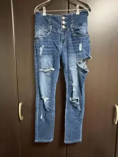 ダメージ加工スキニーデニムパンツ