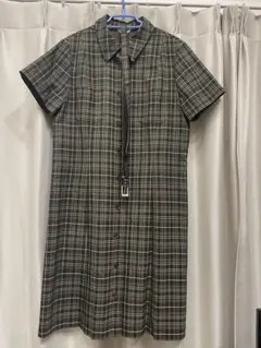 PEYTON PLACE グリーン系チェック柄 半袖ワンピース