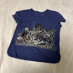 伊太利屋 GK Tシャツ カットソー アニマルヒョウ柄 レオパード ネイビー 7のサムネイル