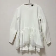 ツルバイマリコオイカワ　Honey　チュールペプラムトップス　長袖　白　36