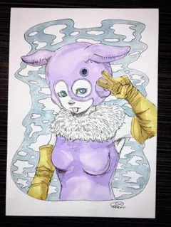 さぁ誰でしょう！ アニメ風手描きイラスト オリジナル自作　ペン画　キャラクター