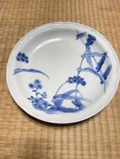 骨董皿　古伊万里　肥前磁器　青白磁の風景柄皿　4皿セット 骨董皿 古伊万里 肥前磁器 青白磁の風景柄皿 4皿セット 食器