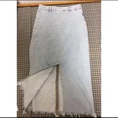 ZARA　デニム　ロングスカート　スリット　M　薄色