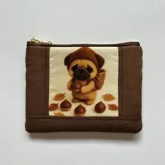 ハンドメイド　パグ　ミニポーチ