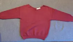 バーガンディ Vネック ニット 五分袖