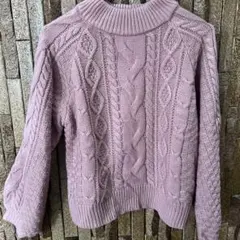 INGNI. ピンクケーブル編み ニットセーター 長袖 クロップド丈