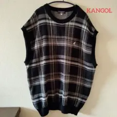 KANGOL 黒白チェック柄 ベスト XLウィメンズのサムネイル