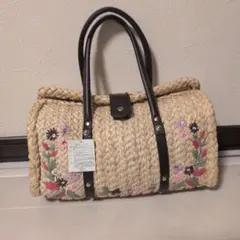 かごバッグ ストローバッグ 刺繍入り - メルカリ