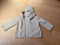 PETIT BATEAU フード付きカーディガン アイボリー