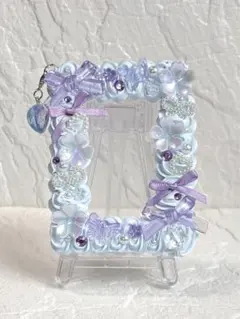 ♡セール中！♡ホイップデコ トレカケース ♡水色パープルオーロラ花♡