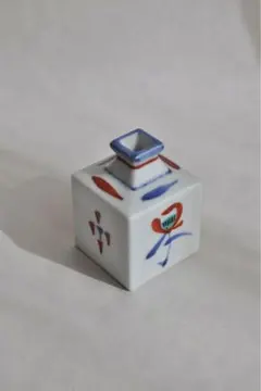 砥部焼　梅山窯　一輪挿し　赤絵　民藝