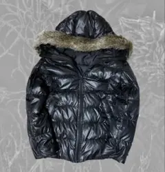 00s archiveファー付きダウンジャケット Y2K グランジ 光沢 平成