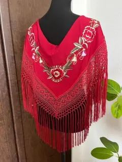 フラメンコ 刺繍シージョ ダークグリーンxマルチカラー刺繍 スペイン製