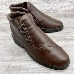 535【美品】ecco レザーショートブーツ 茶色 24.0cm EEEのサムネイル