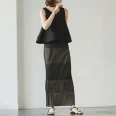 美品　ノーブル　Noble　ランダムバイカラーリブニットスカート