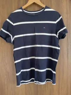 TOMMY HILFIGERボーダーTシャツ ネイビー Sサイズ 刺繍ロゴ