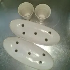 和食器 楕円皿 2枚 湯呑み 2客 セット