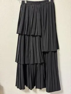 【新品】archives アルシーヴ プリーツティアードスカート ブラック