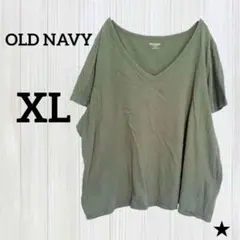 ★OLD NAVY【XL】カットソー Ｖネック 半袖 ビッグサイズ グリーンのサムネイル