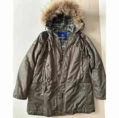バーバリーブルーレーベル　ファー付きモッズコート　ダウンコート　カーキ