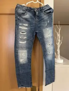 ZARA KIDS ダメージ加工ブルースリムフィットパンツ
