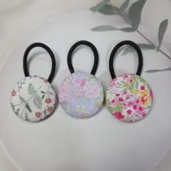 ⑧くるみボタンヘアゴム3個セット