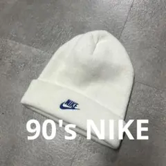 カナダ製ナイキビーニーホワイト白ヴィンテージオールド古着スポーツニット帽子