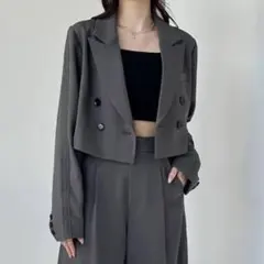 Heather ラインレースショートジャケット グレー