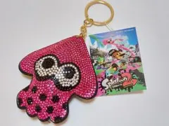 スプラトゥーン　ラインストーンキーホルダー　イカ　ピンク　Splatoon