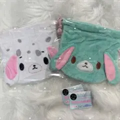 シュガーバニーズ ふわふわ巾着2C-pla限定 ぶちうさ＆ミントうさ 2点セット