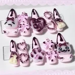 ‪‪❤︎‬ 現品 ‪‪❤︎‬ ネイルチップ 量産型 地雷系 ねこ ゴテゴテ 血みどろ