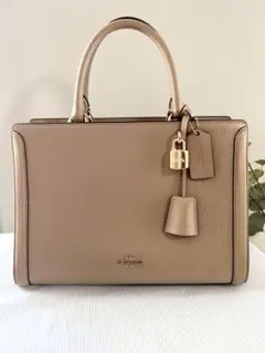 【未使用•美品】コーチベージュ レザー ハンドバッグ ロック付き