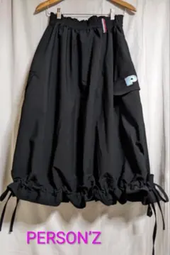PERSON'Z 希少スパンコールロゴ ロングスカート 黒　M