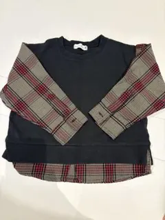 重ね着風 チェック柄 100cm