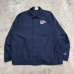 チャンピオン　コーチジャケット　ポケット　ドローコード　古着　ネイビー　紺色　L