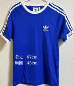 adidas リンガーTシャツ 青