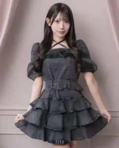 pium ピウム ティアードフリルミニワンピース デニムワンピース pium ティアードフリルミニワンピース ワンピース デニム - メルカリ